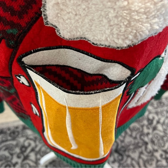 Ugly Christmas Sweater Santa Beer and Shot Size XL Holds Beer Bottle - Picture 13 of 16